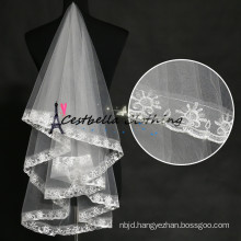 Floor Length Tulle bridal veil Ivory Wedding Veil With Lace Wedding Accessories